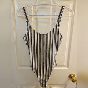 Pacsun Size S Black, White, and Red Striped one piece swimsuit